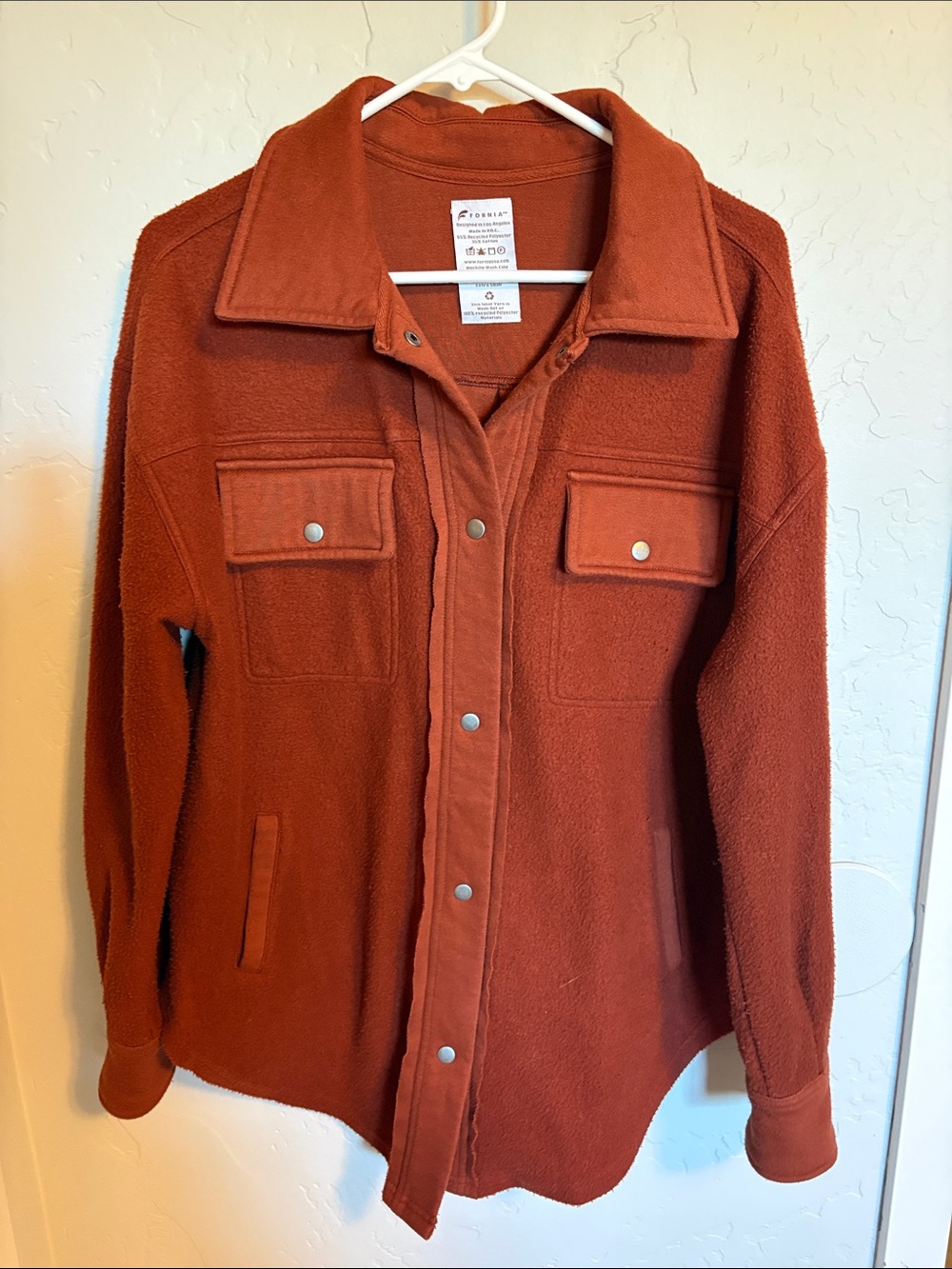 Cozy Rust Utility Jacket with Snap Front